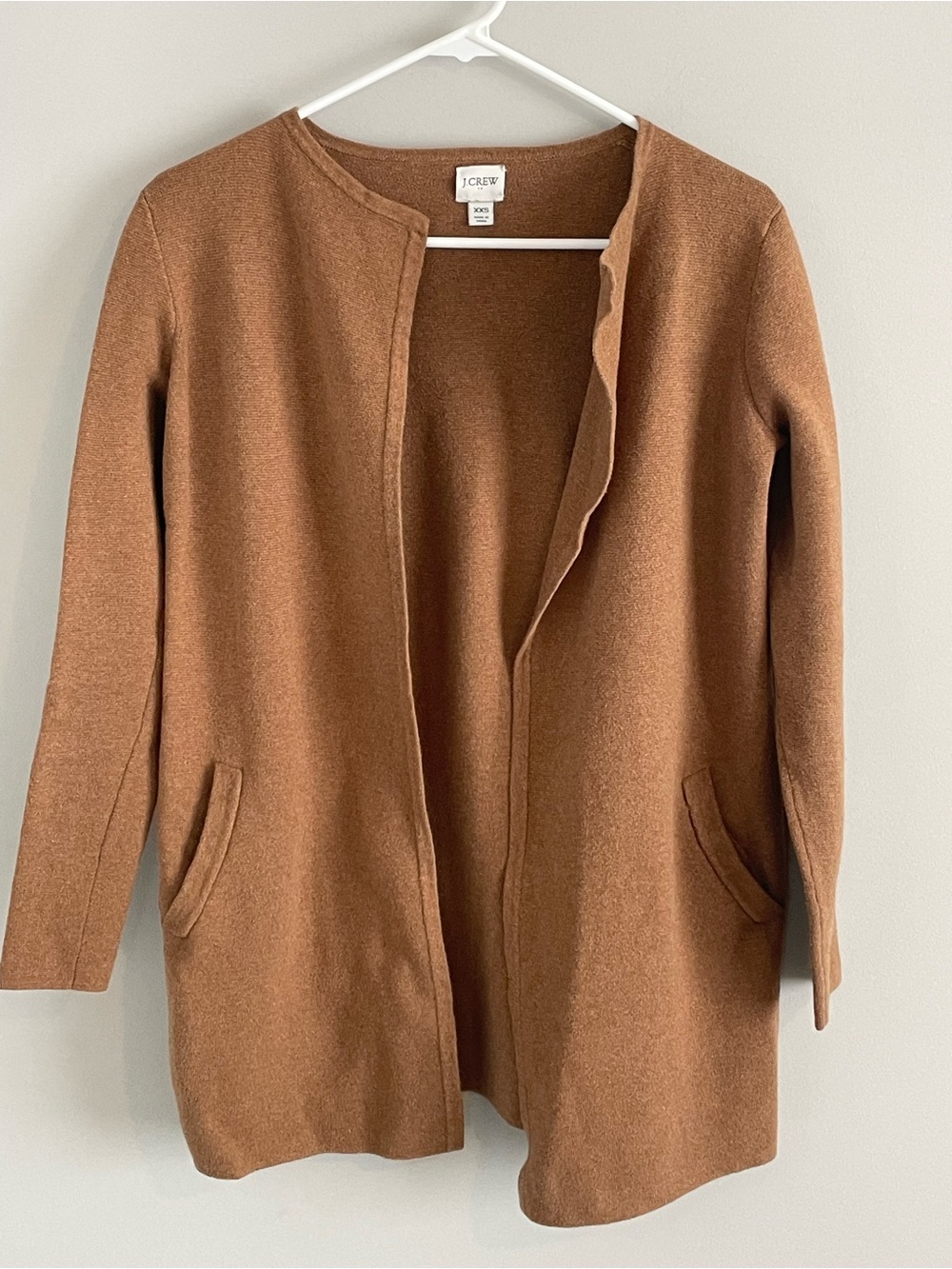J. Crew Factory Open-Front Cardigan Coat in Camel